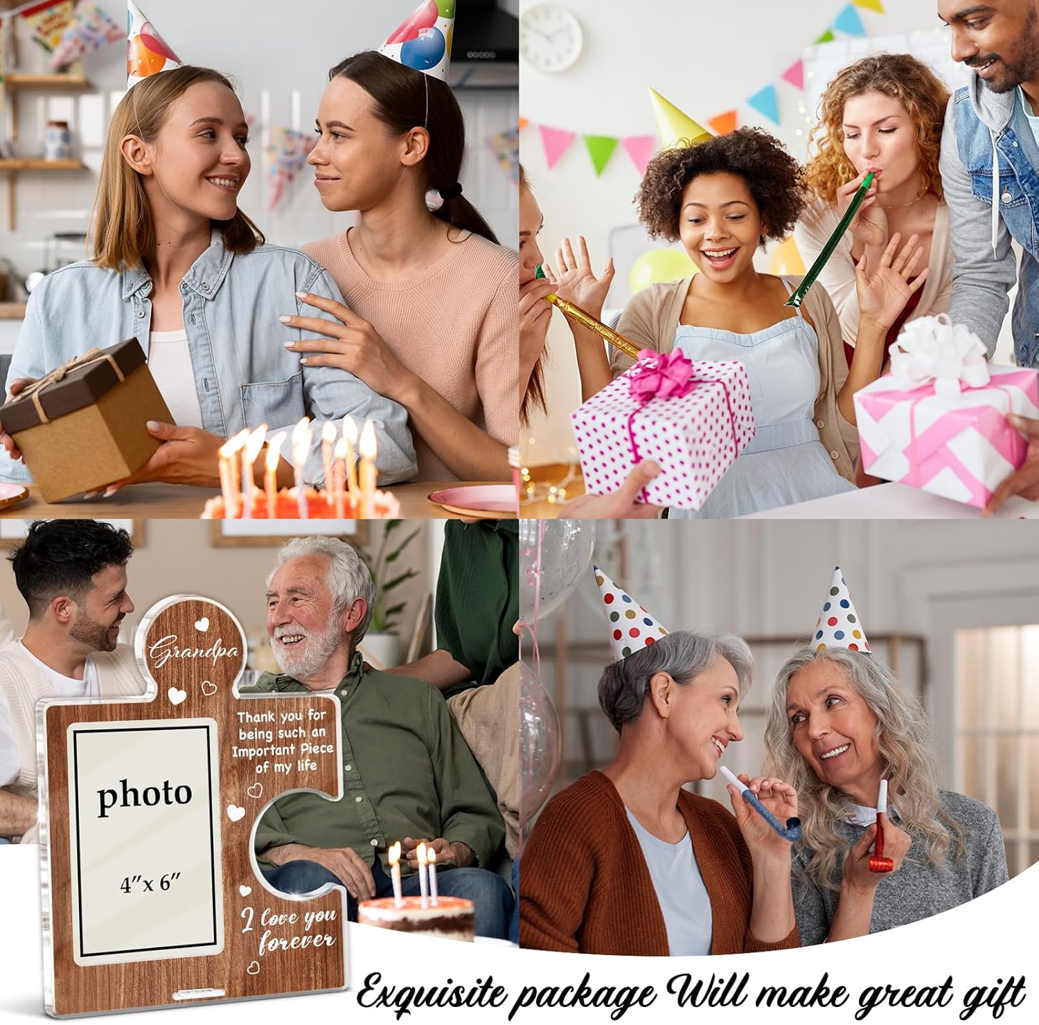 Grandpa Gifts from Grandkids, Christmas Fathers Day Grandfathers Day Birthday Gifts for Grandpa, Acrylic Puzzle Picture Frame Gift for Grandfather, 4 x 6 Inch Photo - Image 7