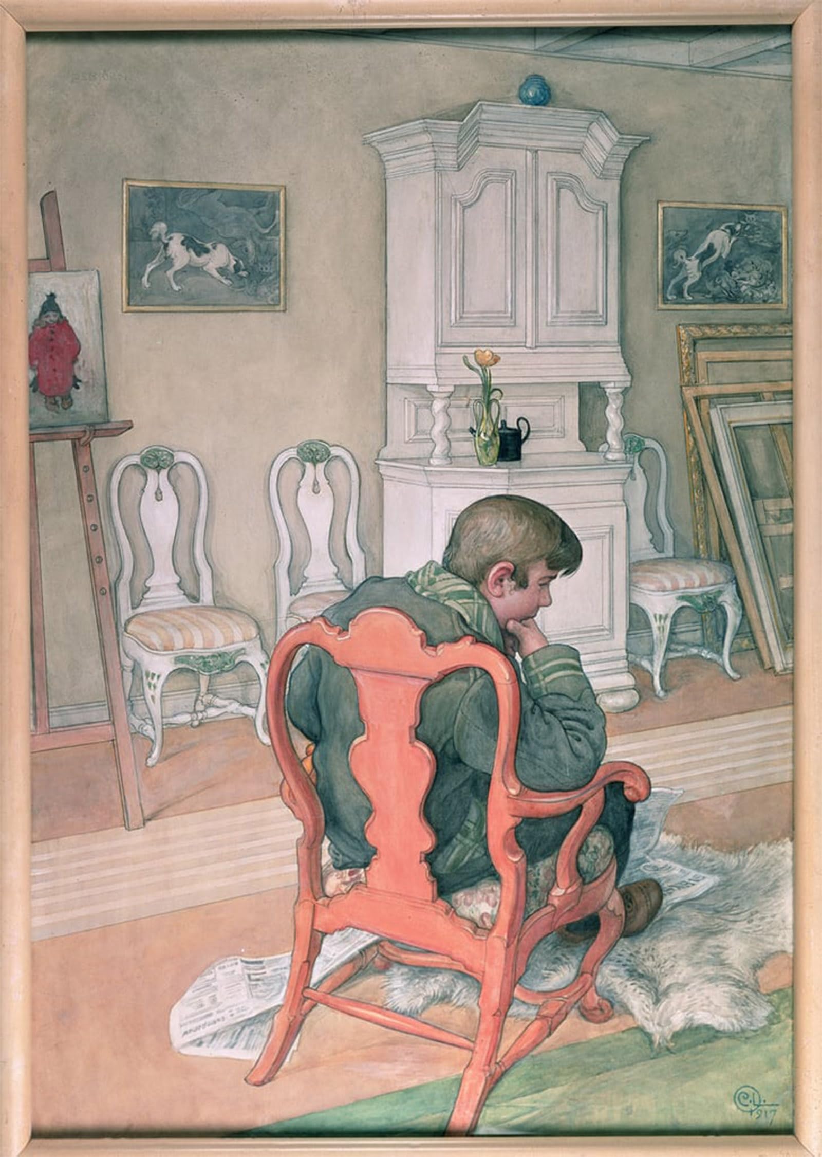 SERENDIPITP Retro Picture Poster Wall Art Pictures Painting Esbjorn Convalescing by Carl Larsson Wall Art Canvas Print for Wall Decor 60x90cm