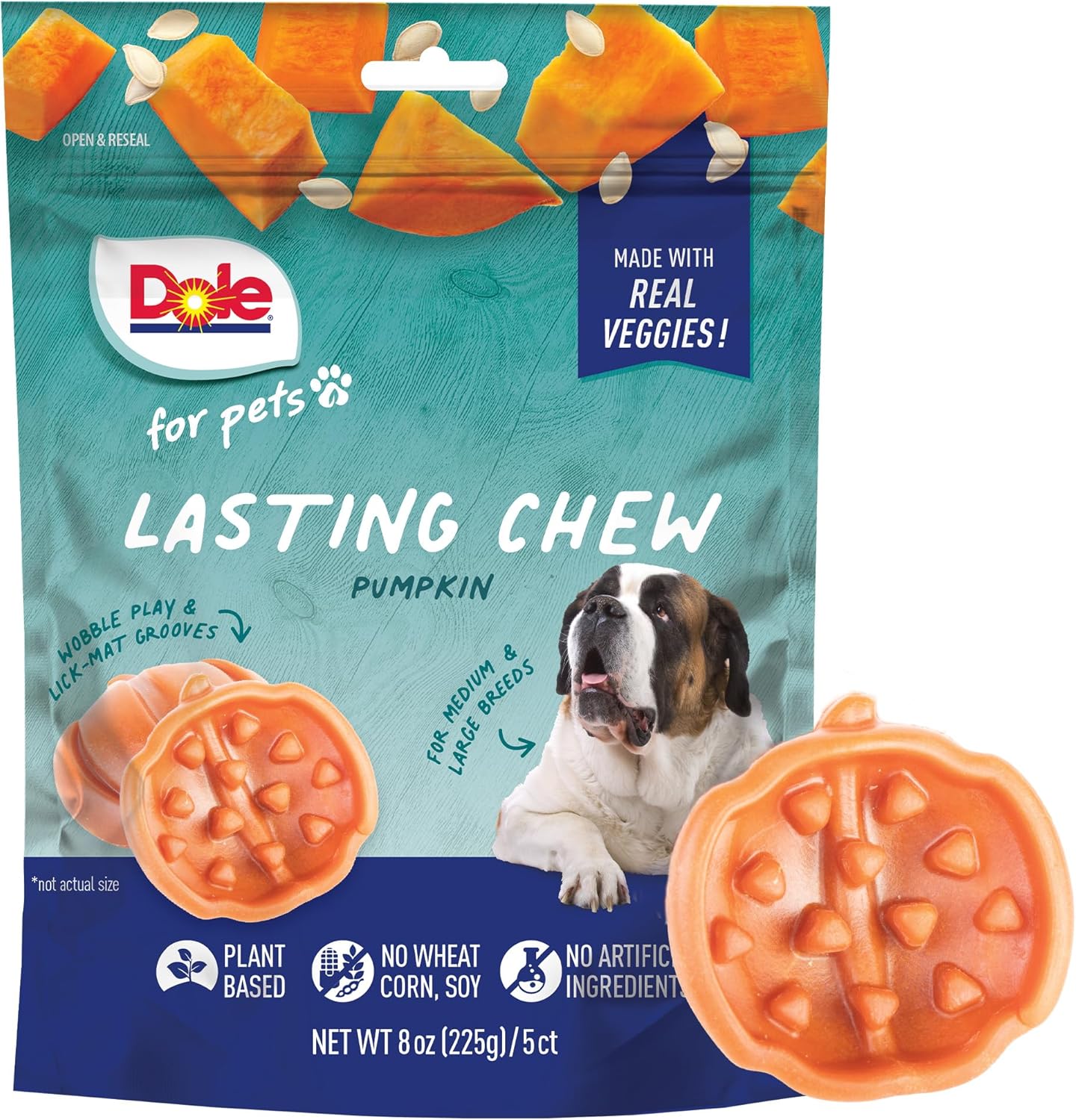 Dole for Pets Freshly Fetched Lasting Chew, Pumpkin...