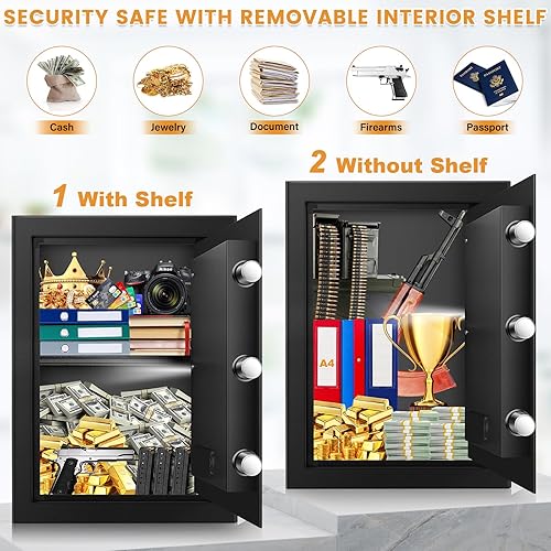 Miniatura 4 de 2023 NUEVO Caja fuerte para el hogar de 1.5 pies cúbicos, resistente al fuego, impermeable, con bolsa ignífuga A4, cajas fuertes antirrobo a prueba
