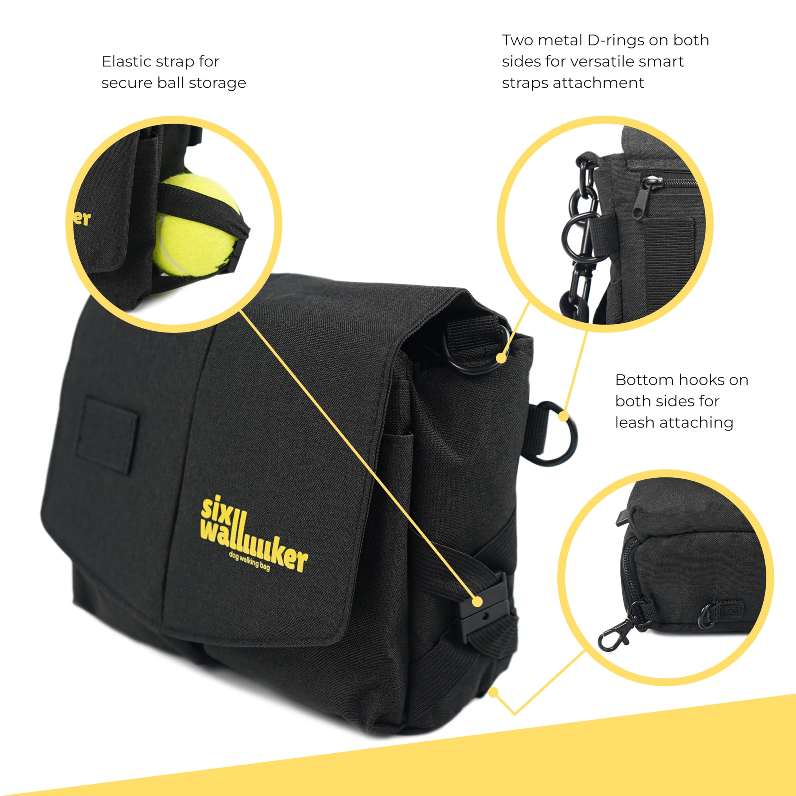 Arrivly SixWalker Leckerlibeutel für Hunde mit Magnetverschluss, Praktischer Futterbeutel Hundetraining, Multifunktionaler Leckerlitasche für Hunde mit Herausnehmbaren Innentasche (Schwarz)
