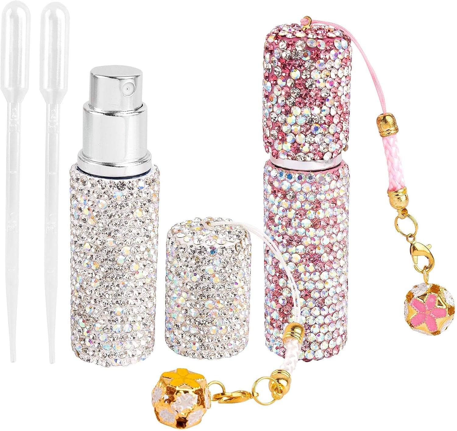 2 Pack 5ML Rhinestone Portable Perfume Bottle Refillable