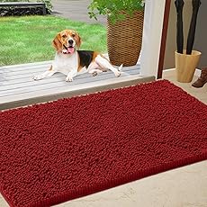IM HOME Chenille Absorbent Outdoor Doormat 60" x 36", Washable Muddy Door Mats for Dog Non Slip Indoor Doormat Dog Mat for Muddy Paw Front Inside Doormats for Entryway Atlantic Blue