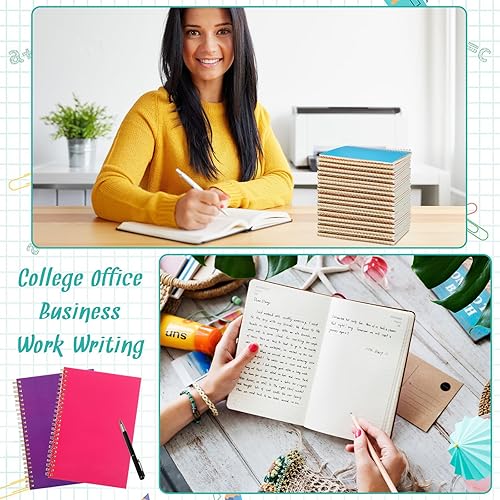 Miniatura 7 de PerKoop Paquete de 100 cuadernos en espiral de 8.3 x 5.5 pulgadas, cuadernos a rayas universitarias A5 a granel, 1 materia 50 hojas gruesas para