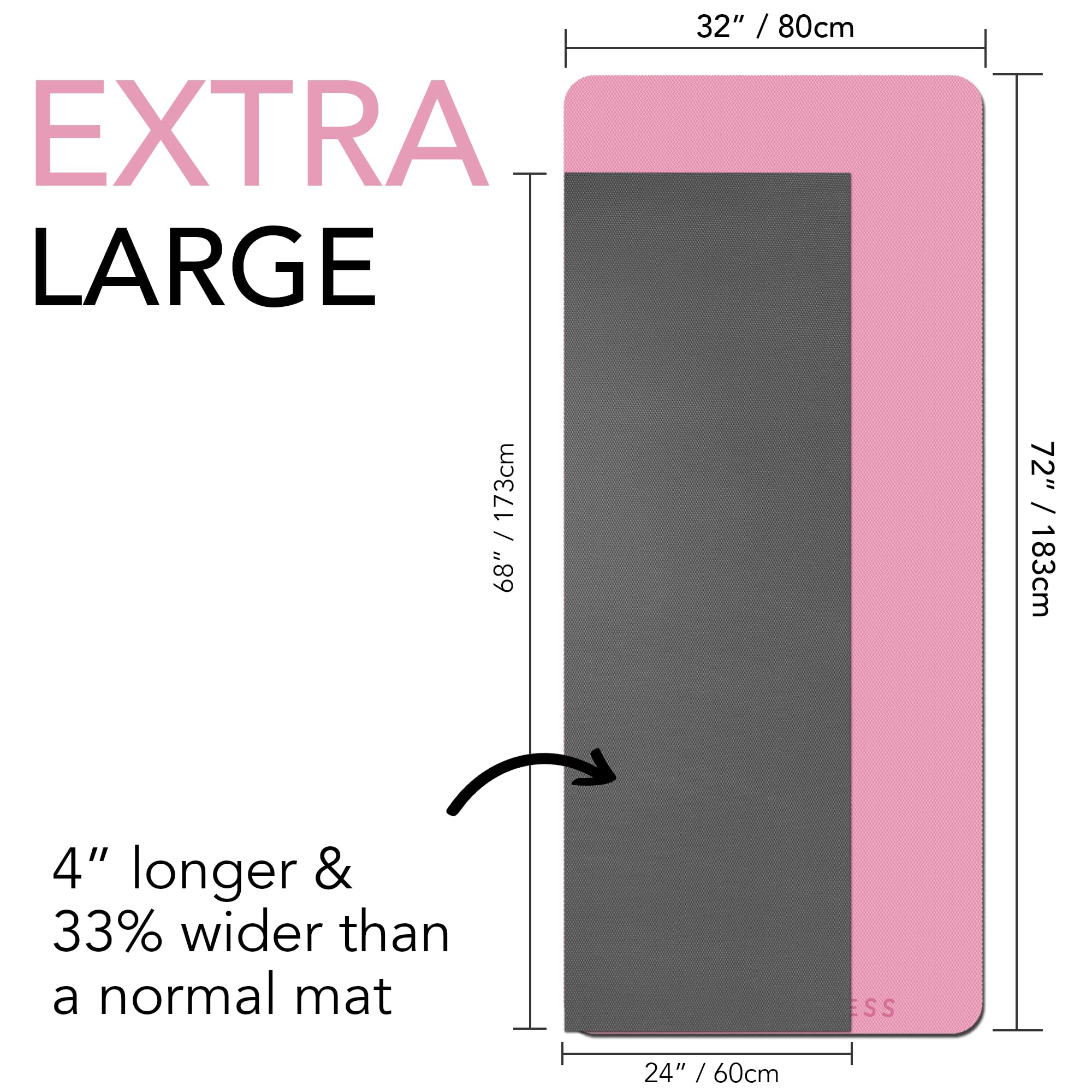 Karma Fitness Esterilla de ejercicio grande – Esterilla de yoga extra ancha y extra gruesa (183 cm x 80 cm x 10 mm), esterilla de fitness TPE con correas de transporte gratuitas, perfecta para entren