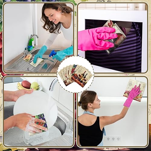 Miniatura 6 de 24 paños de cocina suecos, paños de cocina de Navidad, reutilizables, esponjas, paños de limpieza, toallitas absorbentes, lavables, trapos de secado