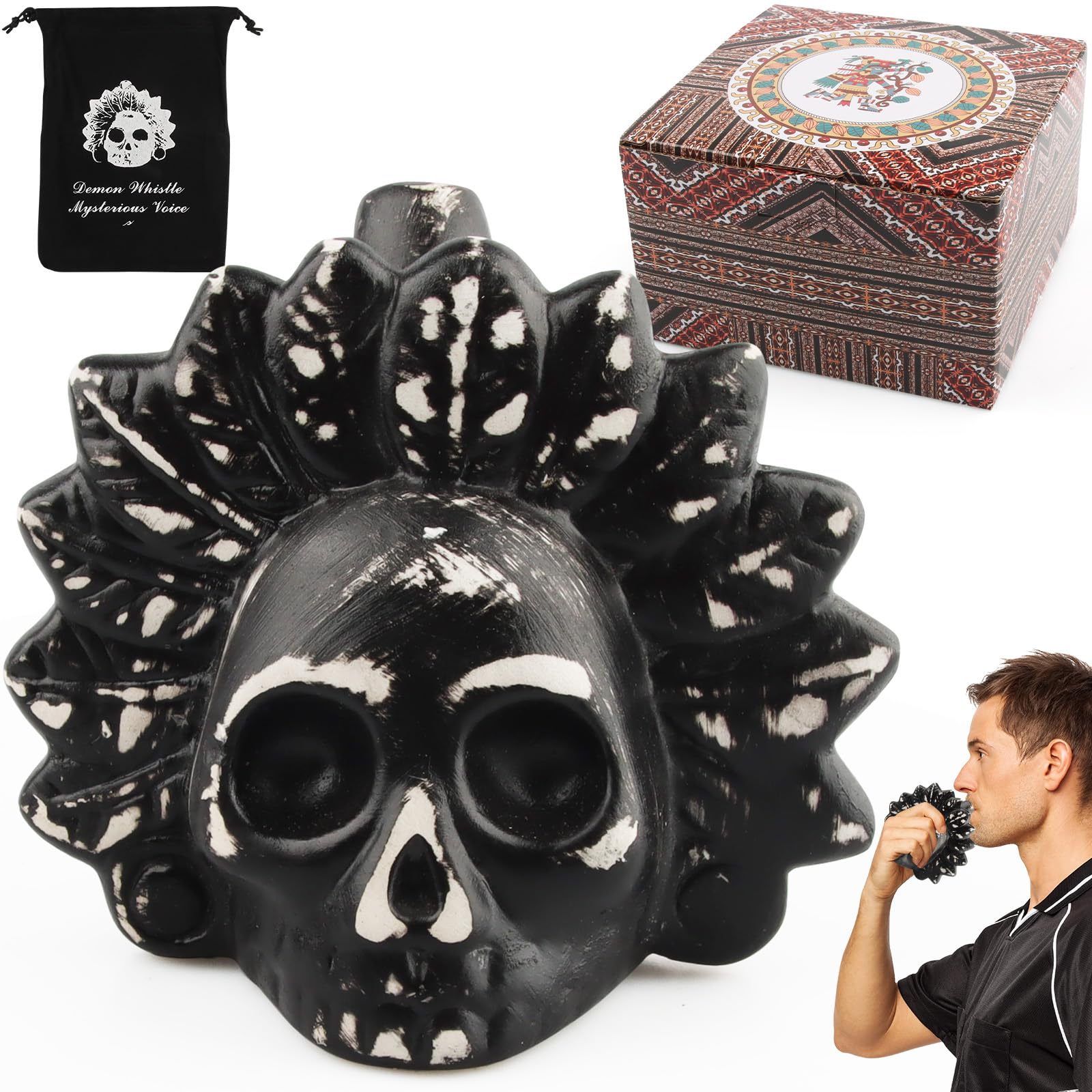 Silbato de La Muerte Azteca, Gritando Real Más de 125 Decibelios Fuertes, Aztec Death Whistle, Silbato de Guerra Azteca Gritando, Silbato Azteca de la Muerte Regalos para Coleccionistas (C)