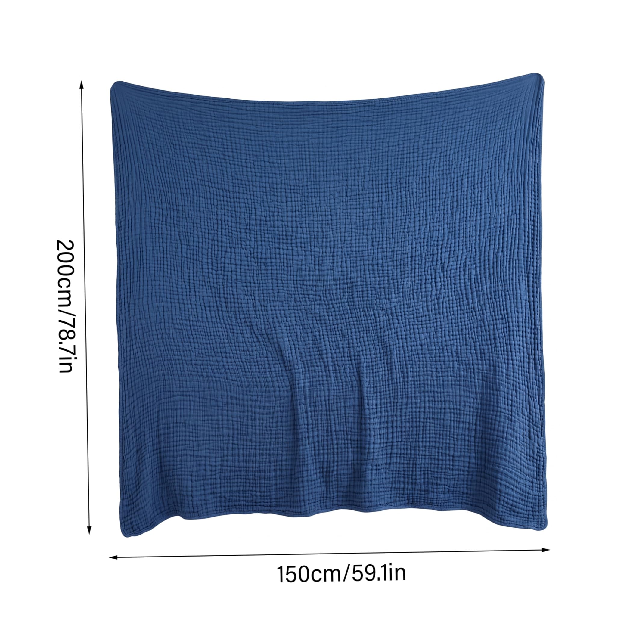 Coperta in cotone, morbida coperta in mussola, blu scuro | Cotone delicato sulla pelle, leggero per chi ha il caldo, garza ultra morbida e traspirante