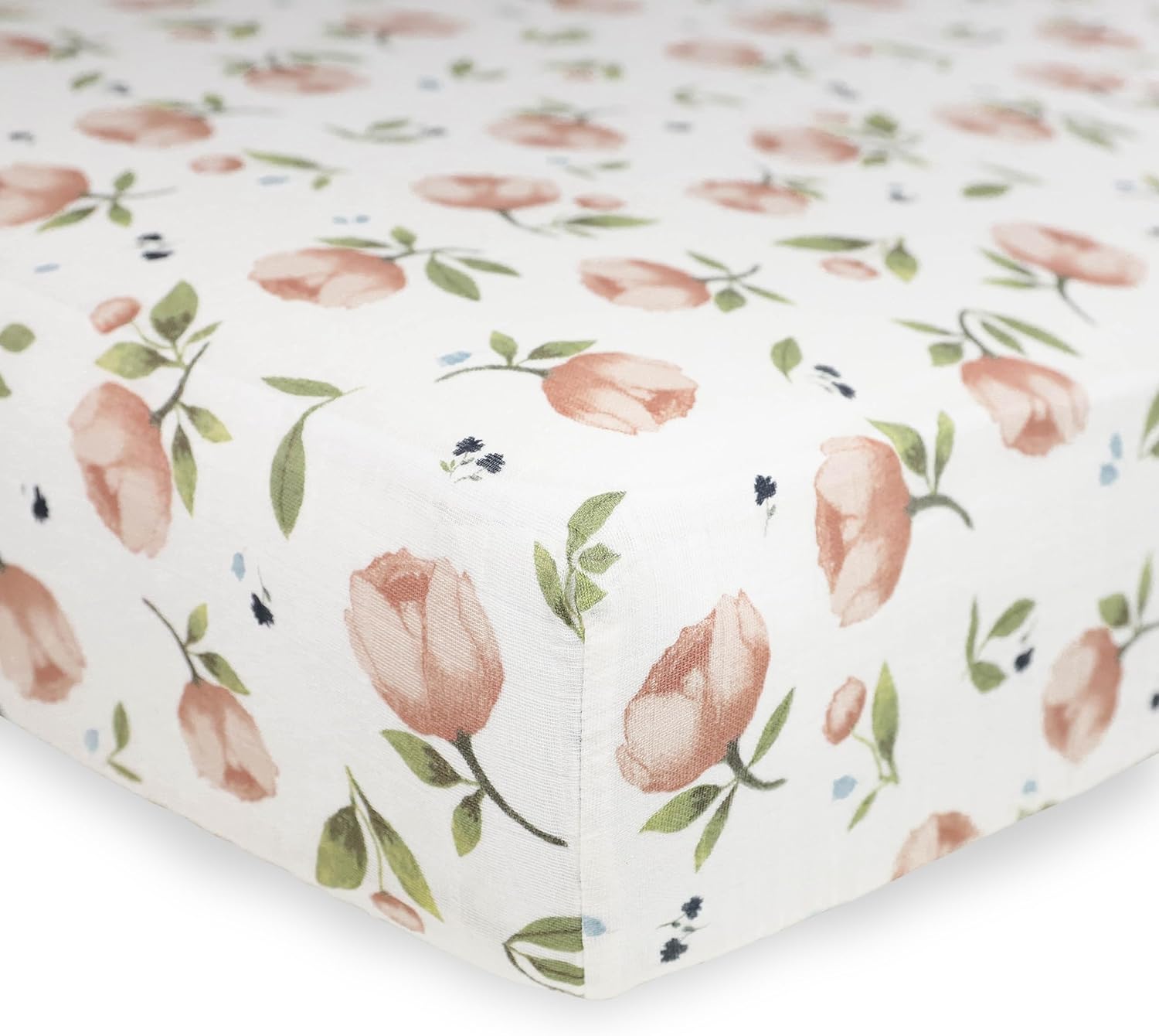 Little Unicorn 100% Natural Organic Cotton Muslin Crib Sheets | Breathable, Naturally Soft Fabric (Watercolor Floret)