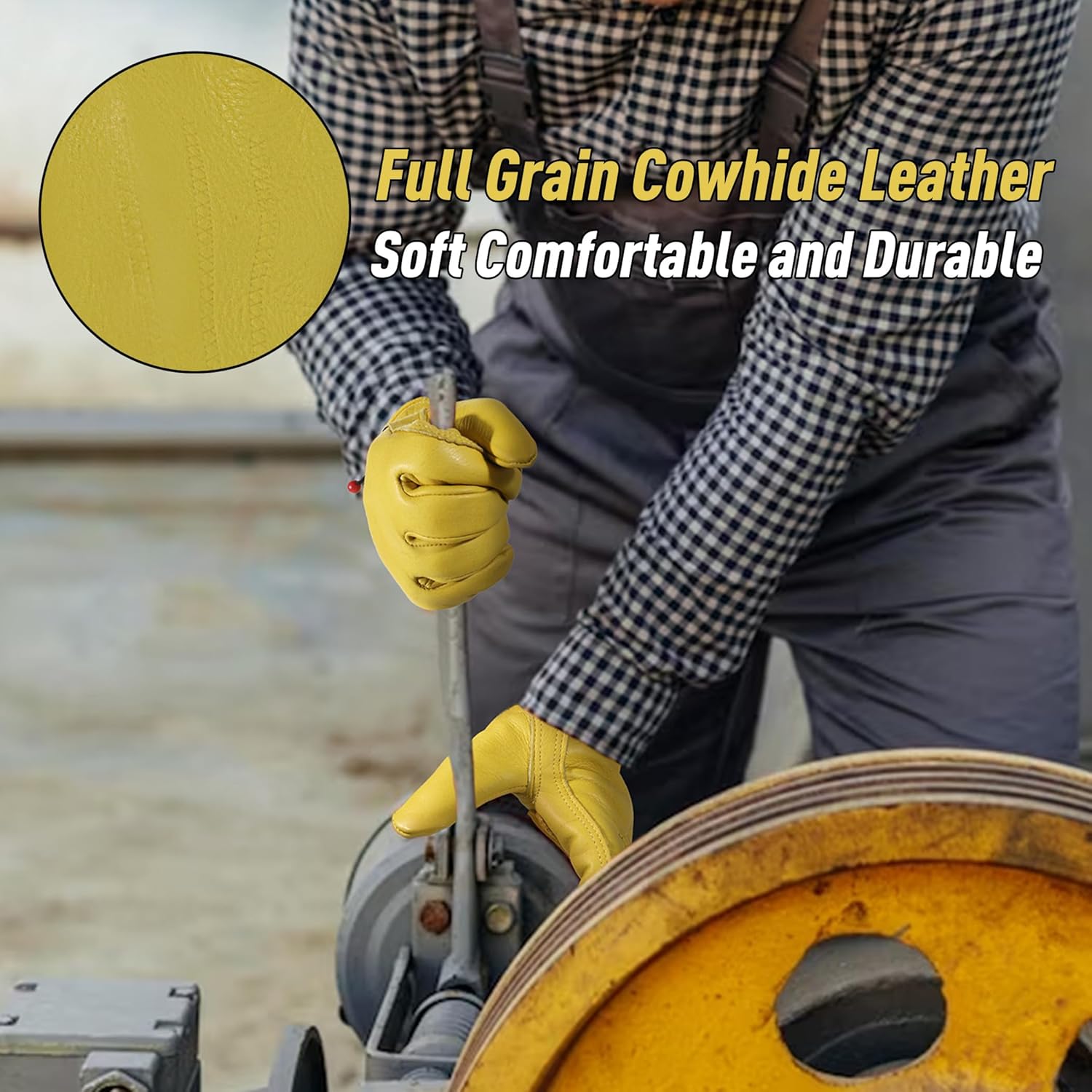 KONGOUARD Winter Leather Work Gloves, Insulated Thermal Cowhide Leather Gloves for Working in Cold Weather, Fleece-Lined,XX-Large - Image 5