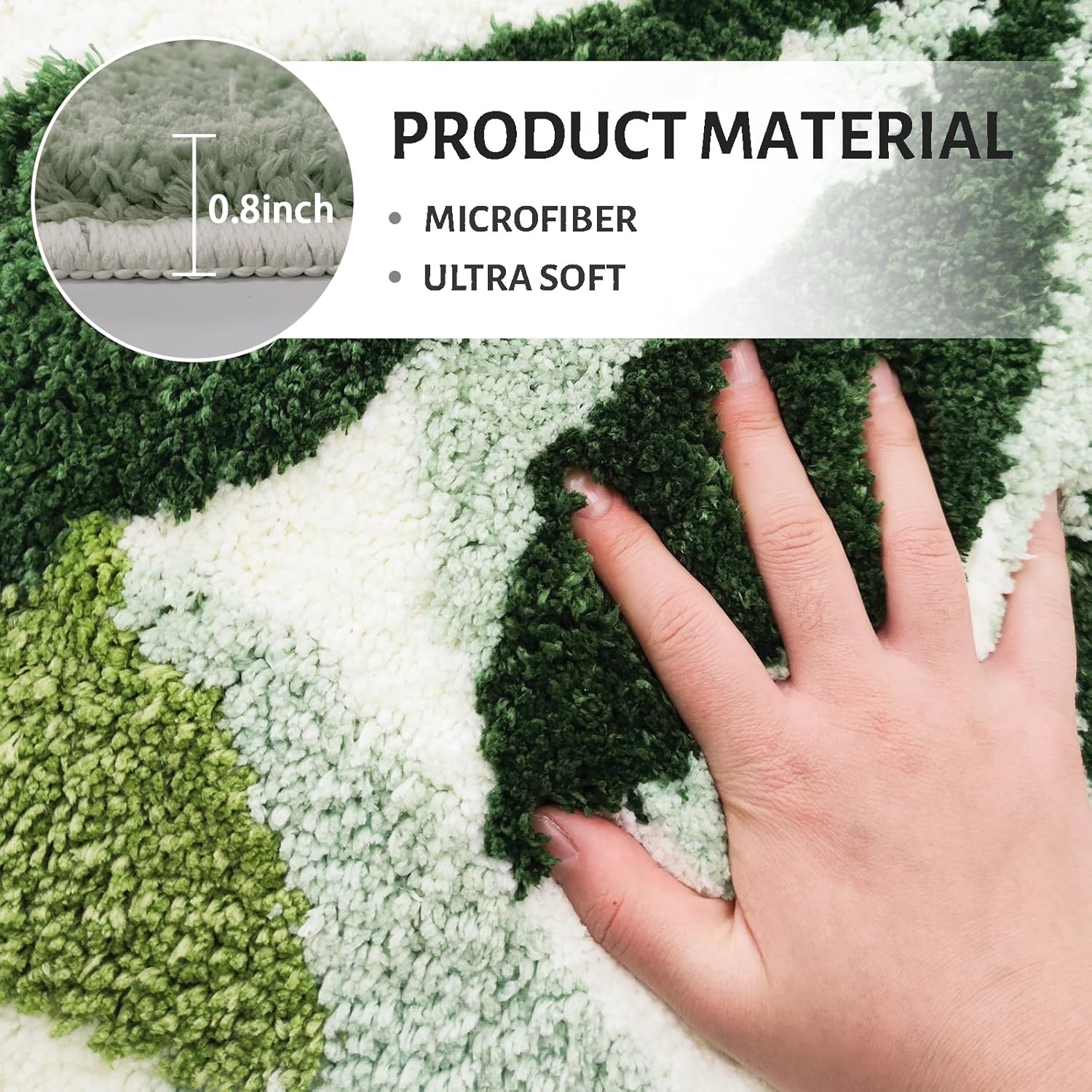 Green Leaf Non Slip Bathroom Rugs Cute Plant Absorbent Bath Mat Funny Botanical Floor Bathmat Washable Large Bath Matt Bathroom Decor-20''x32''
