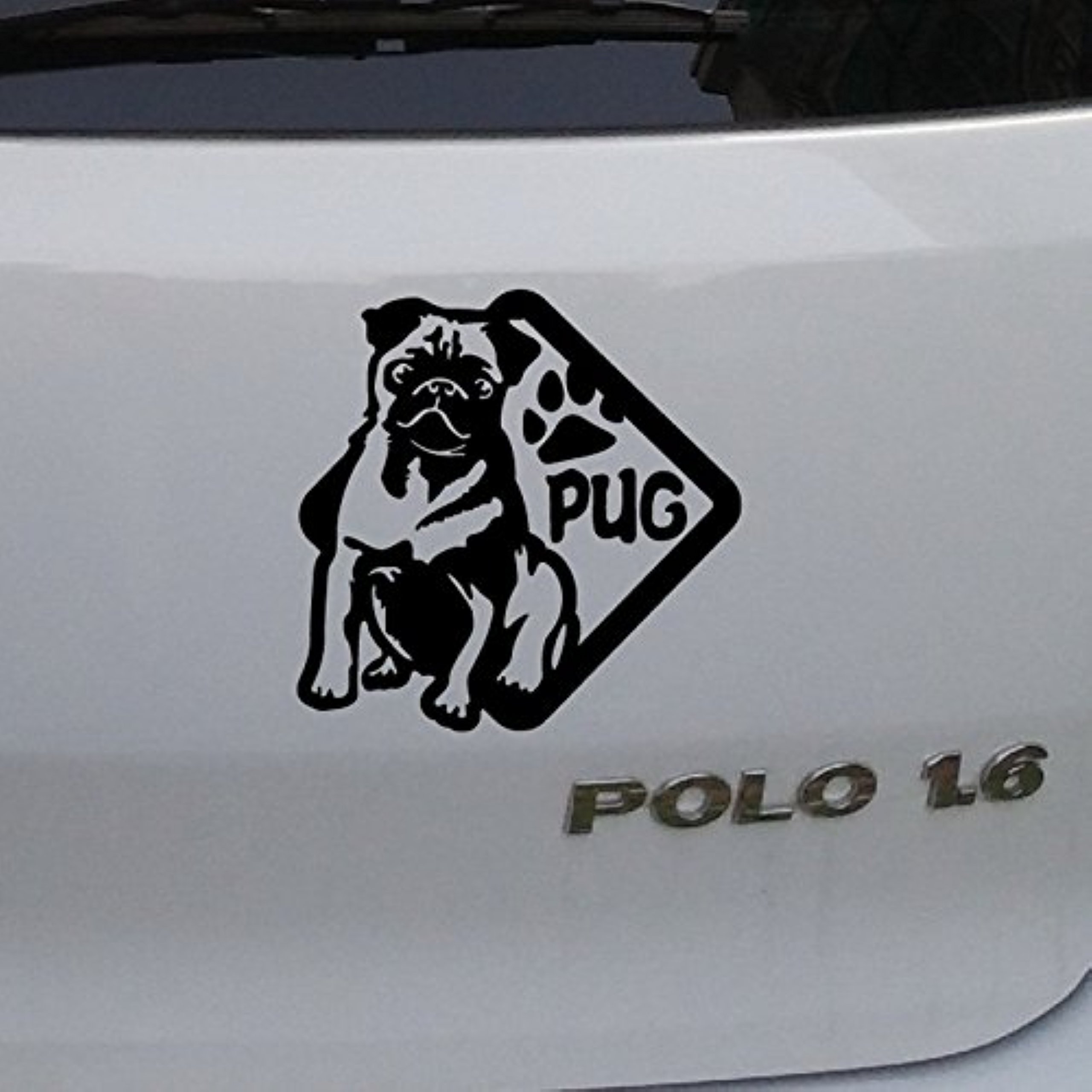 Fusion Graphix Pug Dog Logo Car Sticker Vinyl Decal - Black