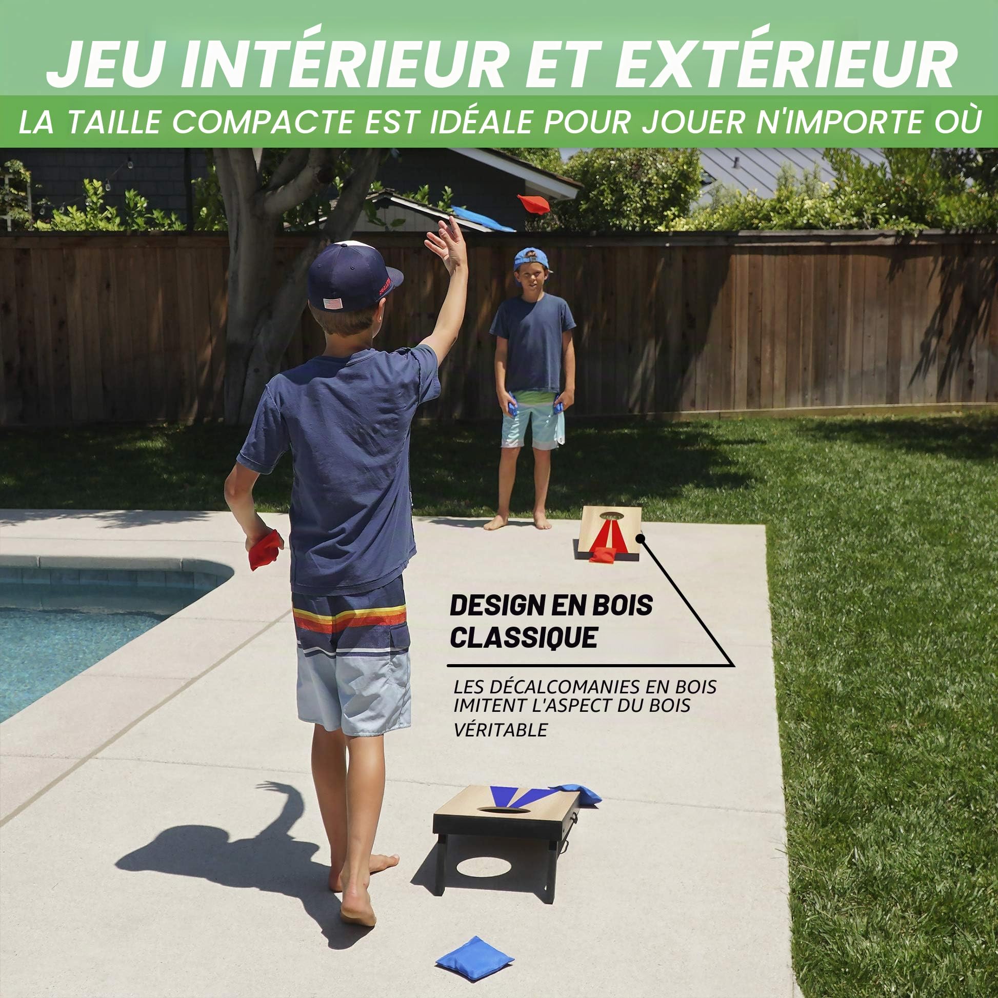GoSports Jeu Cornhole Portable 61 x 30,5 cm avec 6 Sacs