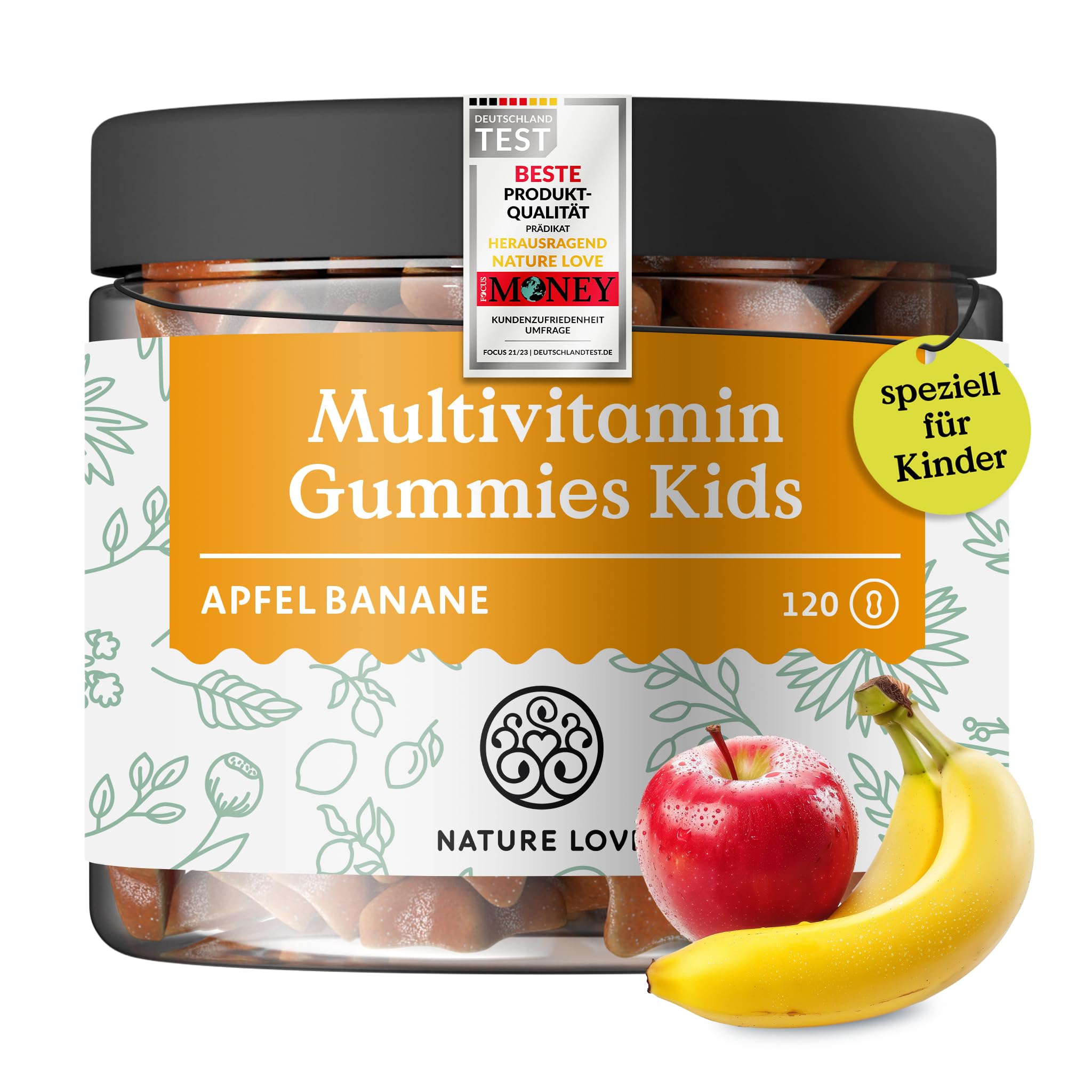 NATURE LOVE® Multivitamin Gummies Kids – 120 Stück, vegan, zuckerfrei, laborgeprüft