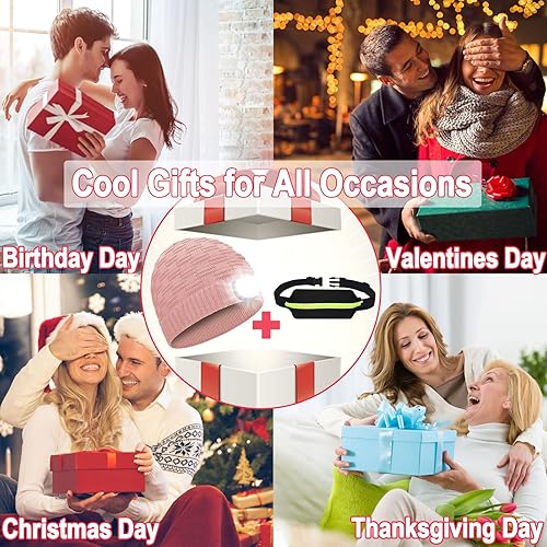 Miniatura 7 de ZenNutt Gorro con luz LED con cinturón para correr, visera de invierno, regalo para hombres, mujeres, papá, adolescentes