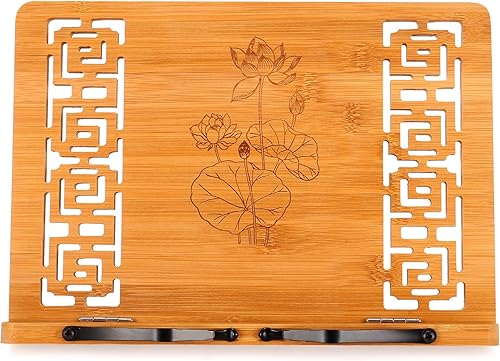 Miniatura 9 de MEGREZ - Soporte de bambú plegable para lectura de libros, marco y soporte de libros de cocina, tabletas, libros de texto, documentos de música,