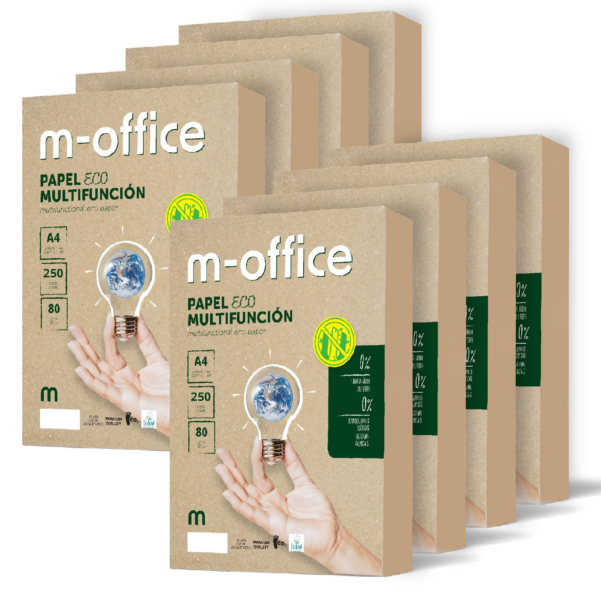 A4 Recycled Paper 80g Paper for Copiers and Printers 8 Packs of 250 A4 Sheets 100% Recycled Paper m-office (2000 Sheets)