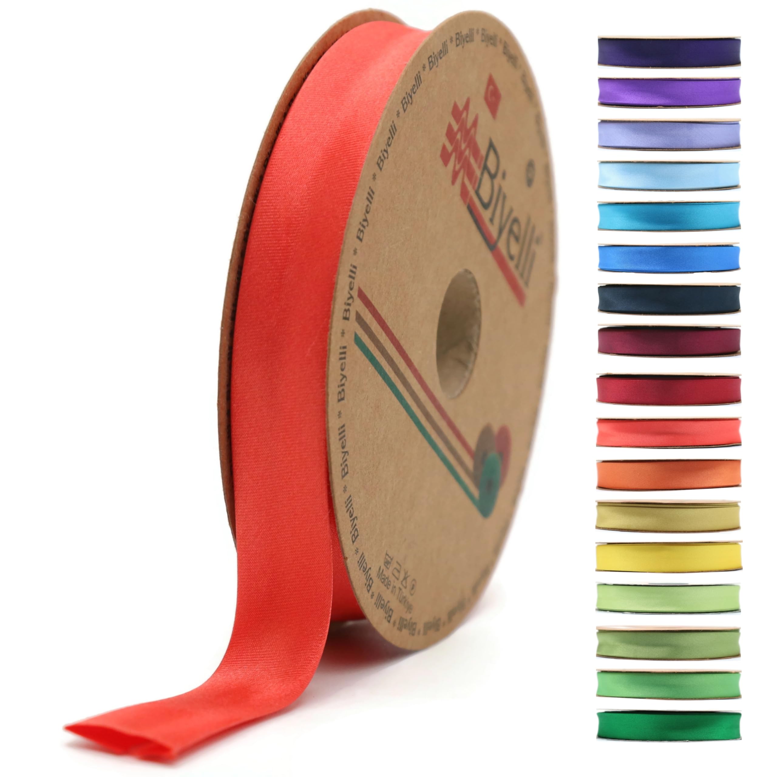 Fold Satin Bias Tape - 99+ Colors - 3/4 Inches Wide - 27 Yards - Fold Satin Binding Bias Ribbon Fabric Piping Bias Binding Tape for Sewing Clothing DIY (98. Carnation) BYS98