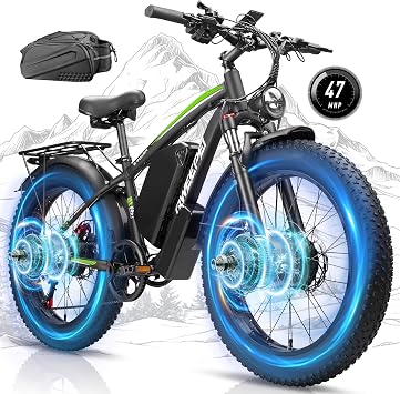 Ebike for Adults Dual Motor Peak 6000W 52V 34AH Battery Fast Electric Bike 24 Inch Fat Tire Commuter Electric Bicycle for All Terrain