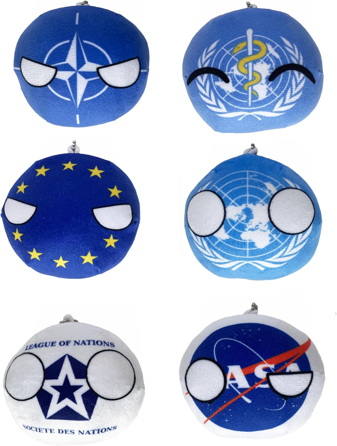 6PC Countryballs Plushies - Soft & Educational National Character Toys. Your Collection of Countryball and Polandball Plushies. (81NO-LN-EU-UN-WH-NA)
