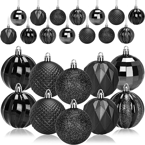 Miniatura 8 de JULMELON 24 bolas de árbol de Navidad, adornos grandes para colgar, decoraciones inastillables para árbol de Navidad, vacaciones, boda, aniversario