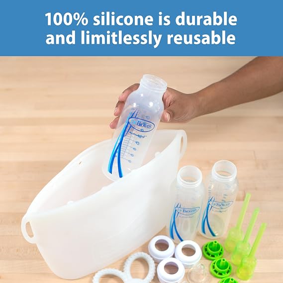 Dr. Brown's Reusable Silicone & Disposable Plastic Microwave Steam Sterilizer Bags for Baby Bottles, Breast Pump Parts & Pacifiers - 5-Pack