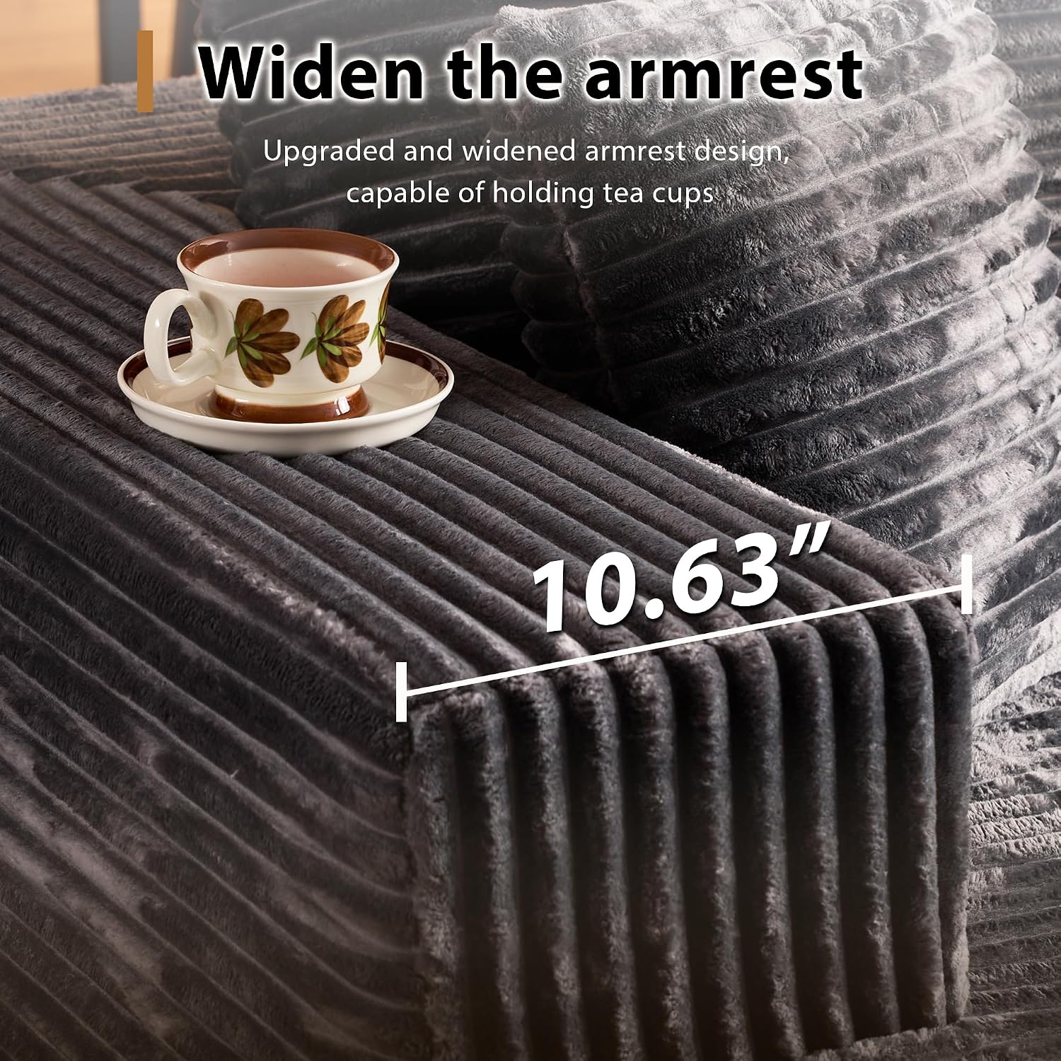 Oversized Double Chaise Lounges Chair Indoor 75" Boneless Twin Sofa Bed Modern Plush Corduroy Cloud Couch with Deep Seat for Living Room Bedroom,Grey