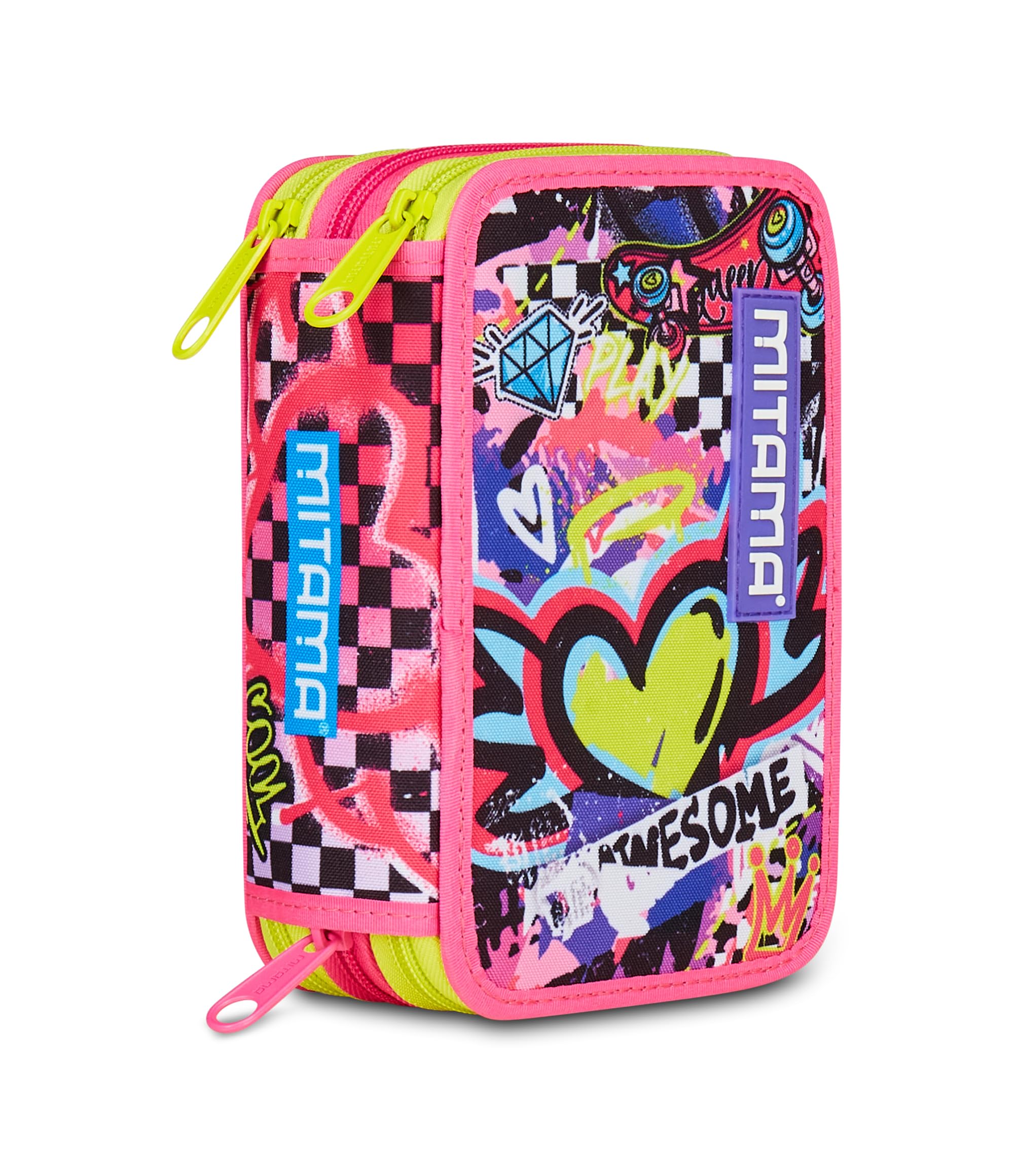Mitama Astuccio Scuola 3 Scomparti, URBAN QUEEN, Astuccio Attrezzato, Per bambini e ragazzi, Scuola e tempo libero