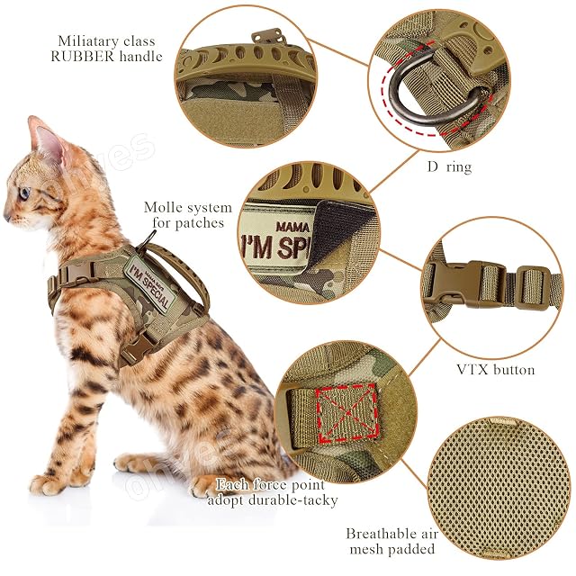 Foto 5 de 6 de Arnés táctico para Gatos para Caminar a Prueba de Escapes