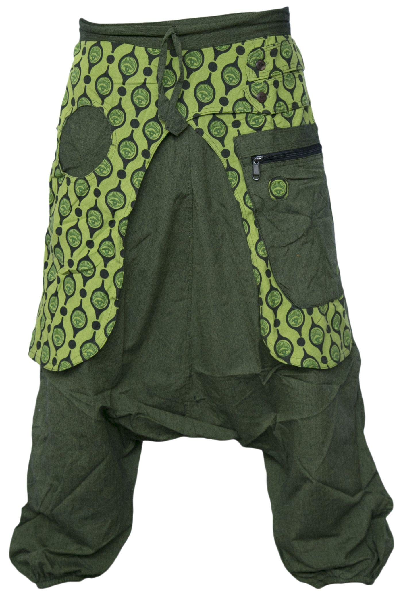 Gheri Aladdin Genie Baggy Drop Crotch Stylish Harem Eye Trousers Green Medium