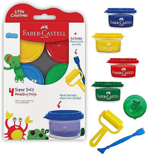 Faber-Castell Faber castell Little creatives - Juego de masa para modelar (4 piezas, 1.76 oz), multicolor