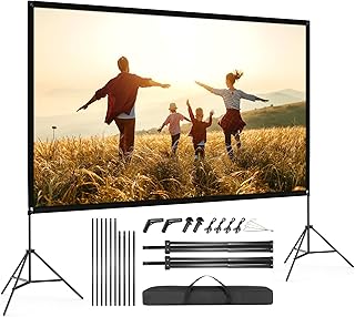 VISULAPEX 100" Écran Videoprojecteur, 4K HD 16: 9 Pliable Ecran de Projection sur Pied, Ecran Projecteur avec Sac Portatif pour Cinéma Maison Bureau Voyage