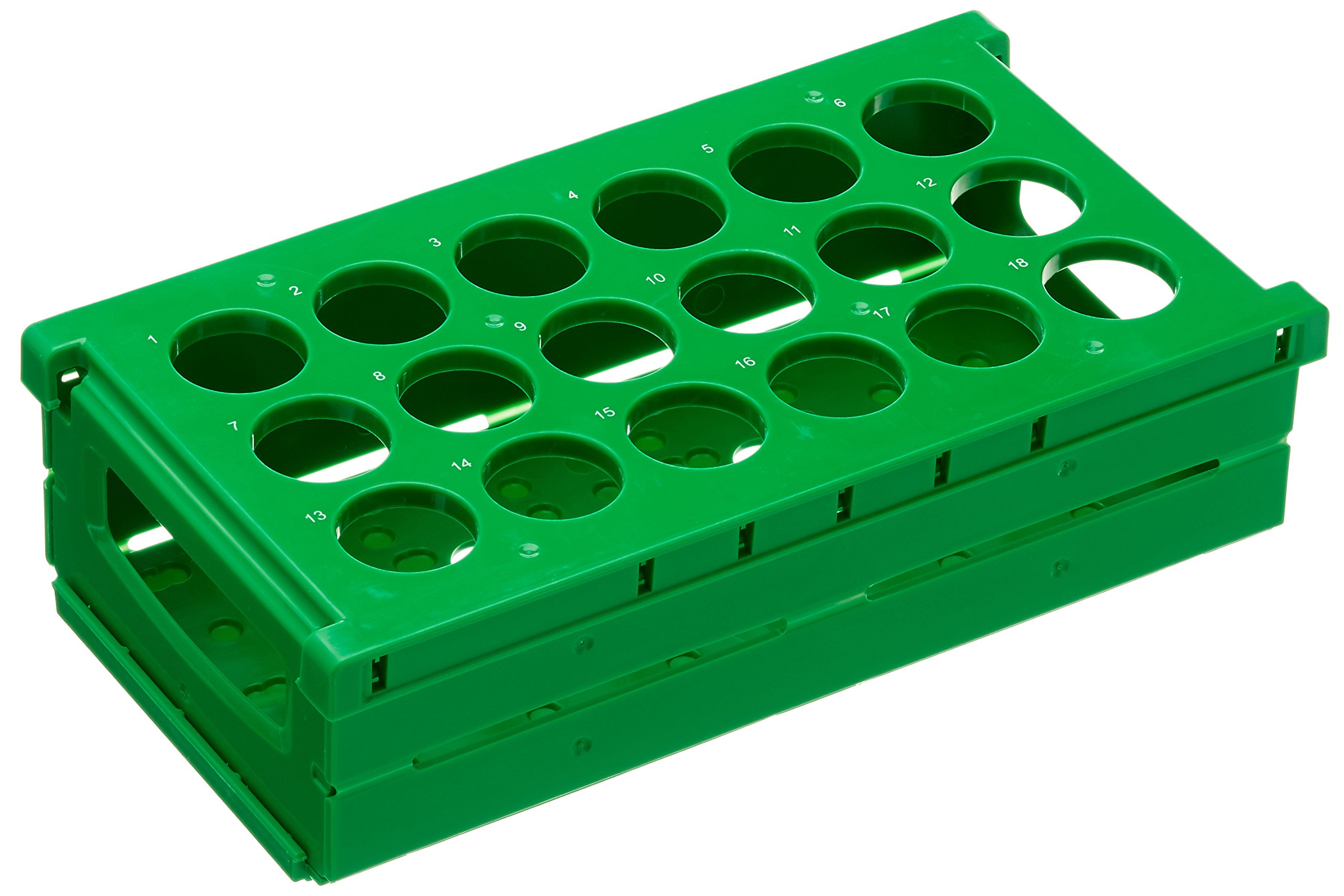 MoonLab Rack für Zentrifugenröhrchen, Faltbar, Grün, 18 Plätze, 50ml Kapazität