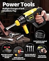 Vista 2 de Deejoy - Juego de herramientas con caja de herramientas y taladro de juguete electrónico, kits de construcción de simulación para niños de 3 a 5