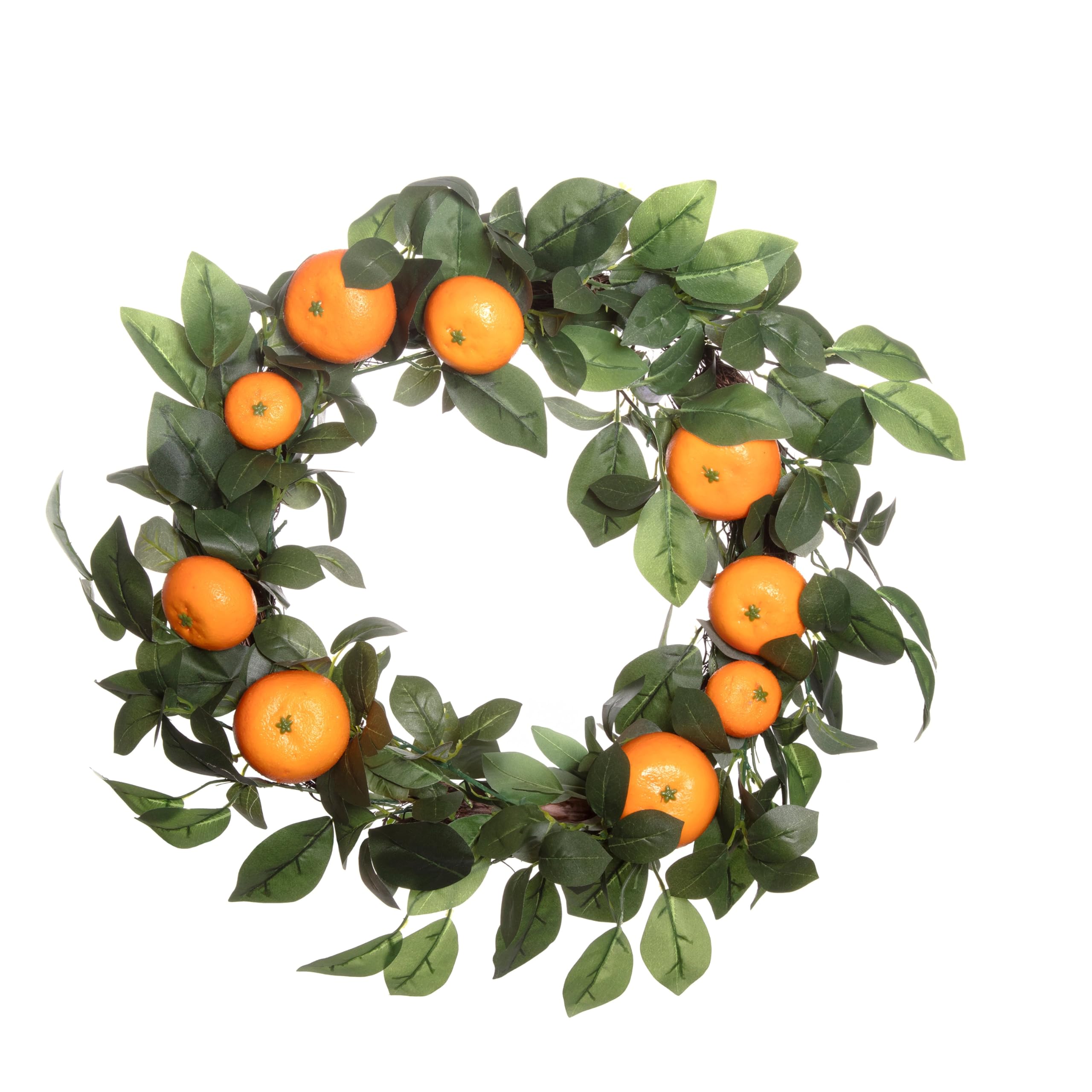 Premier 45cm Orange Wreath Decorative Summer Garland Artificial Citrus Fruit Foliage Wall Hanging Indoor Home Decoration for Kitchen Living Room