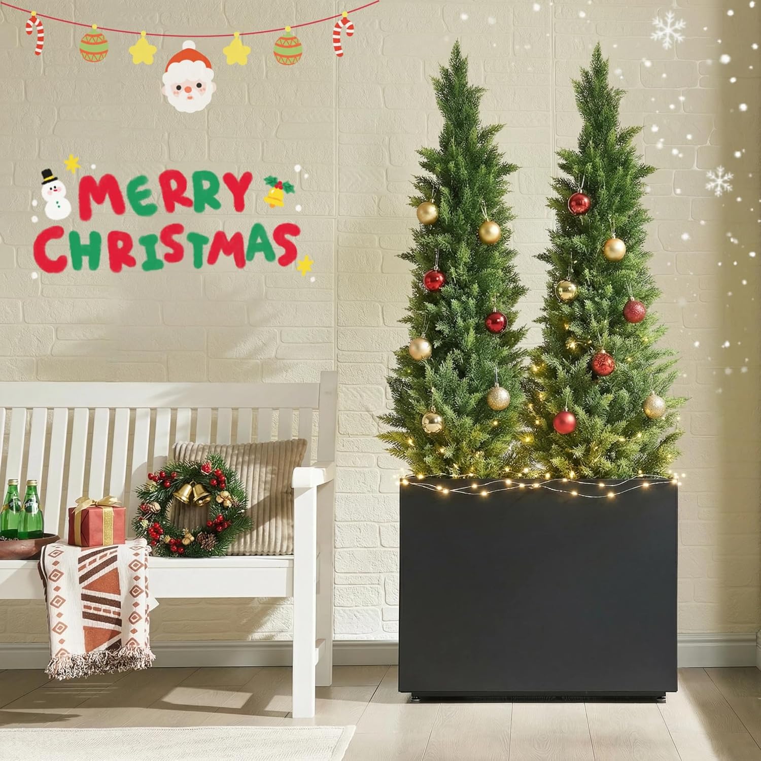 30-Inch Tall Elevated Metal Planter, 36Wx11Dx30H Outdoor Planter Box with Removable Partition & Adjustable Feet, for Patio, Yard, Deck, Easy Assembly & Drainage Holes, Black