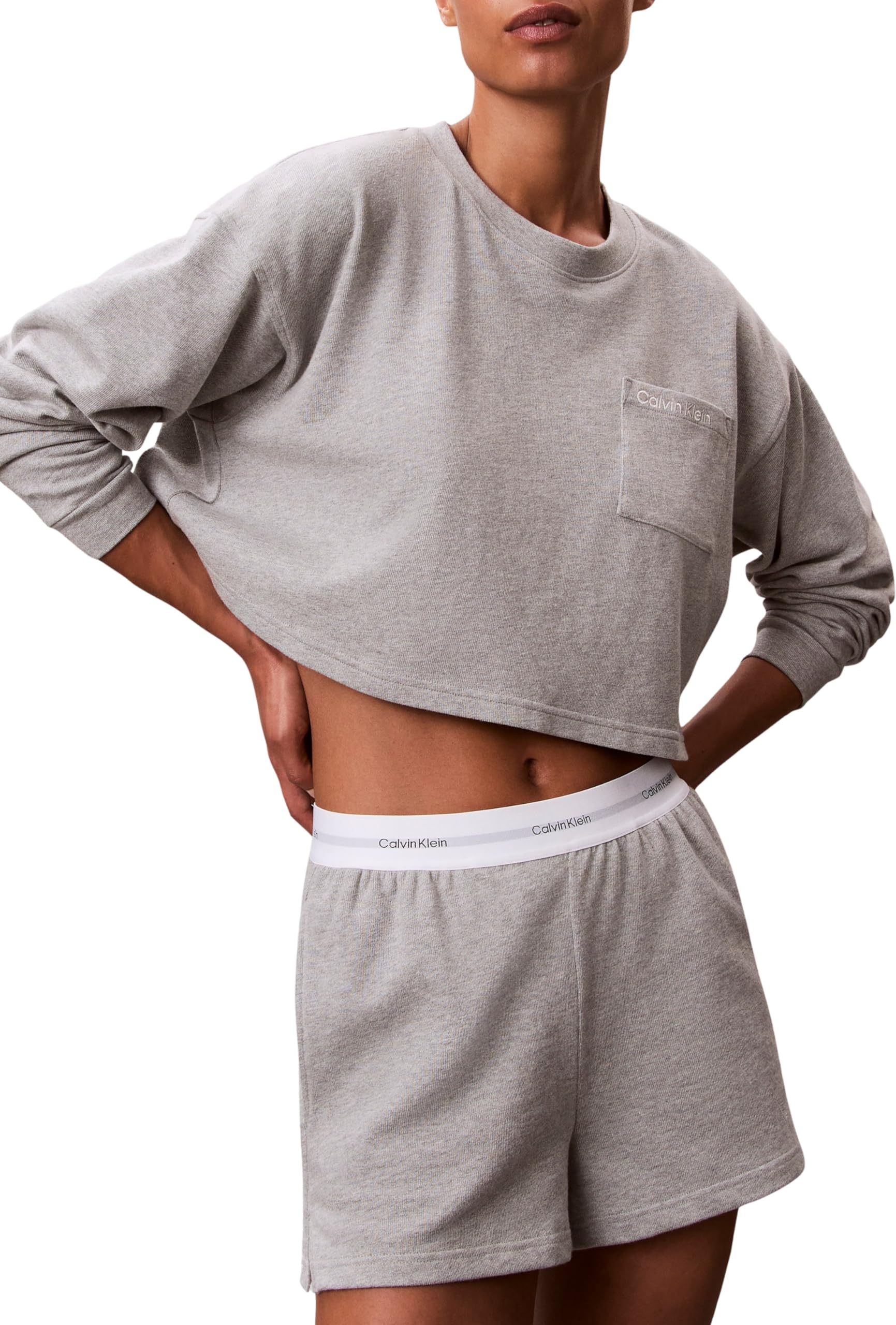 Calvin Klein Short d’Intérieur Femme Logo Jersey avec Ceinture Emblématique