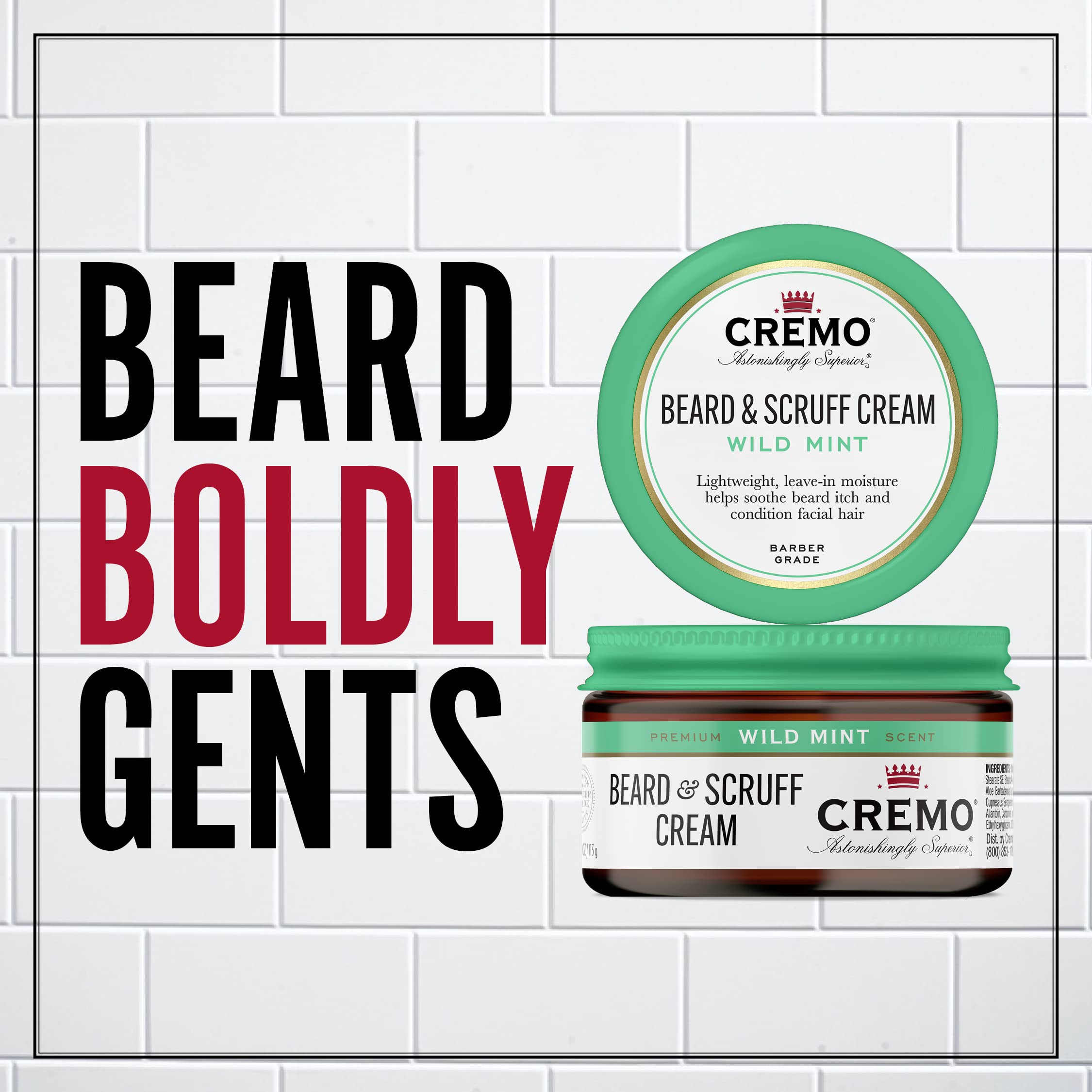 Buy Cremo Beard & Scruff Cream, Wild Mint, 4 oz Soothe Beard Itch