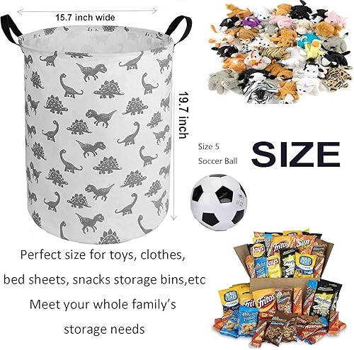 Miniatura 2 de ZUEXT Cesta de lavandería grande de dinosaurio de 19.7 x 15.7 pulgadas, impermeable, plegable, con asas, para ropa, habitación de niños, guardería,
