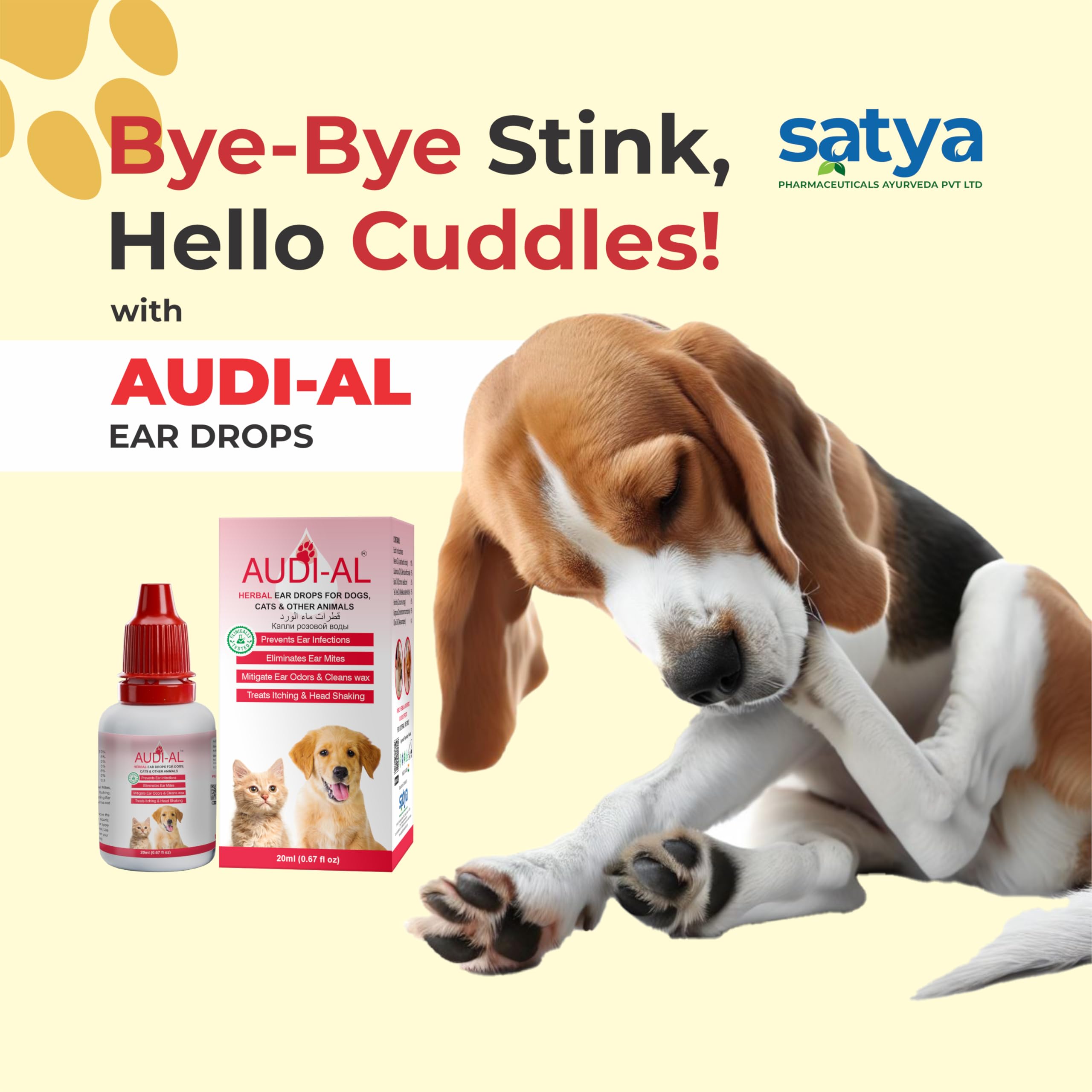 EYE-D-AL+ Audial Ear Drops for Pets|100% Herbal Gentle Ear Cleaner for Ear Infections Ear Mites Bad Odour Head Shaking in Dogs and Cats|No Side Effects (Pack of 2) 4