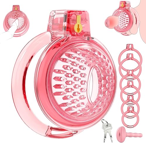 Miniatura 9 de Jaula de castidad masculina, jaula de pene suave y ligera con 6 tamaños de anillos, cómodo dispositivo de castidad para hombres, perfecto para uso a