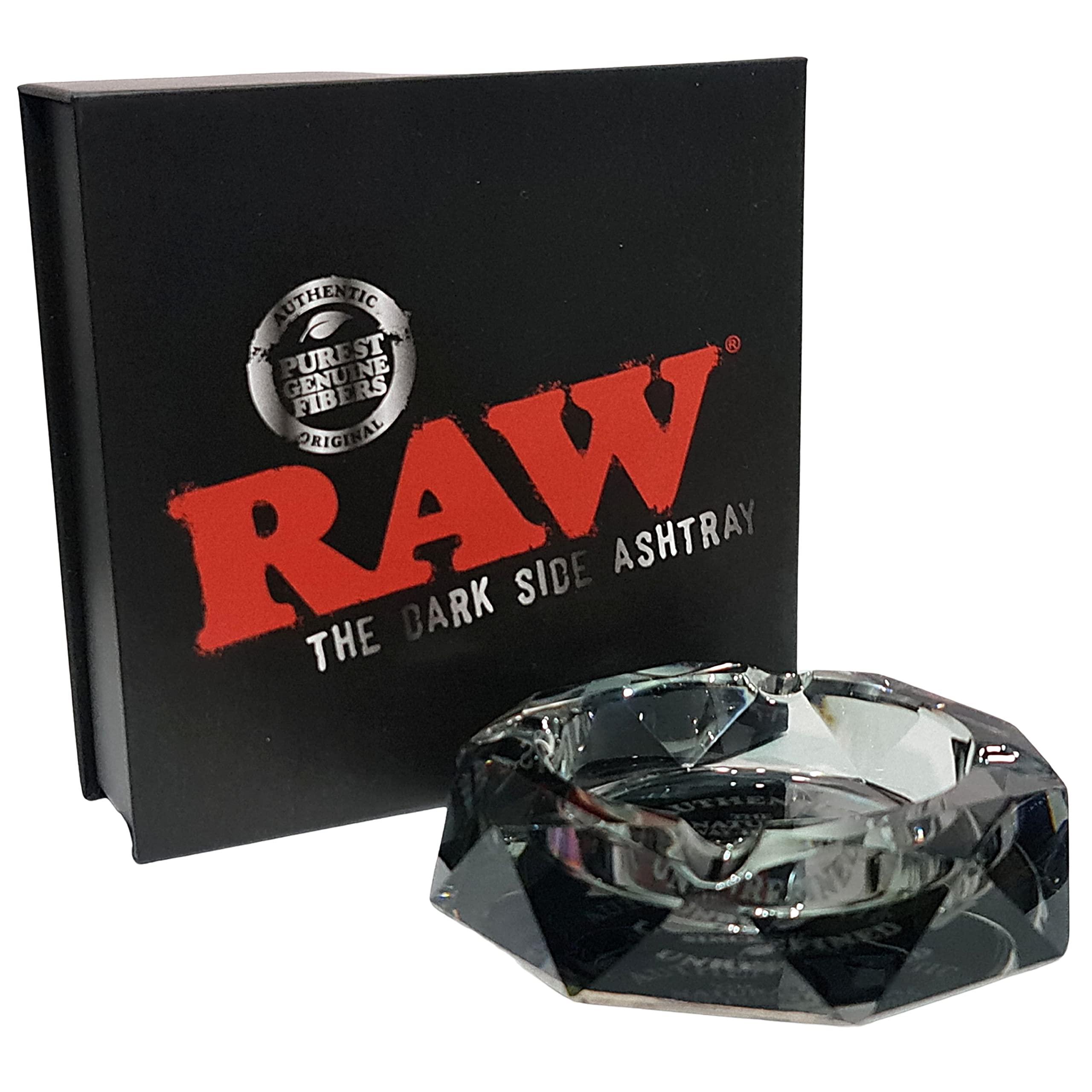 Posacenere in vetro esclusivo RAW a forma di ottagono, posacenere da ufficio moderno con fondo morbido, consegnato in un'elegante confezione regalo (grigio cenere)