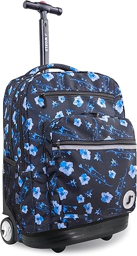 J World Sundance Mochila Rodante para Laptop para Niñas y Niños. Mochila Escolar con Ruedas, Night Bloom, 20 pulgadas