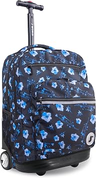 J World New York Sundance Rolling Backpack Girl Boy Roller Bookbag, Night Bloom, 20 X 13 X 9 H X W X D, RBS-19 NIGHT BLOOM