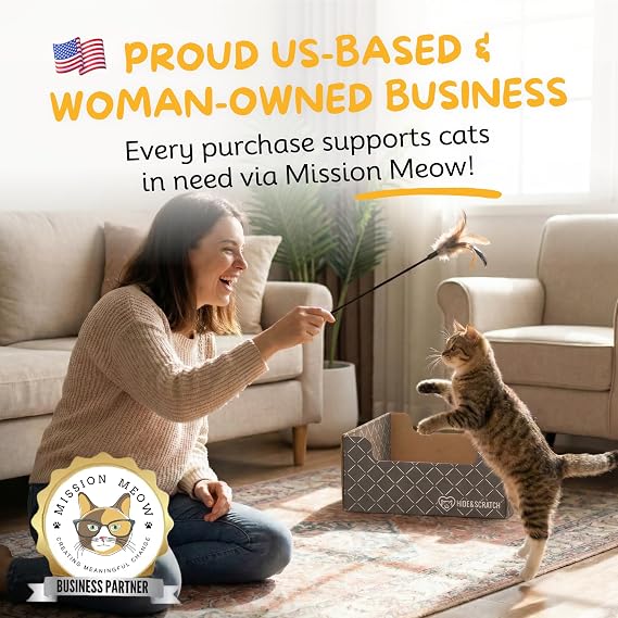 Hide & Scratch Cardboard Cat Scratcher Box & Bed - Dark Grey Diamond | Double-Sided Corrugated Pad for Indoor Cats | Refillable Scratching Board Toy for Play & Furniture Protection