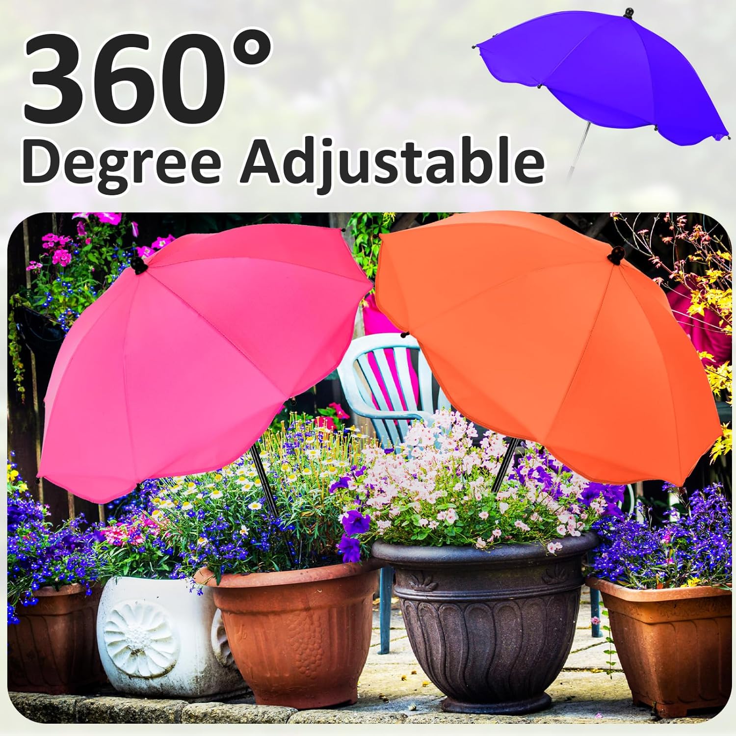 8 Pcs 26 Inch Plant Umbrellas for Outdoor Plants Garden Umbrella Shade for Potted Plant, Garden Bed Flower Pot Provide Shade to ‌defend Blazing Sun (8 Colors)
