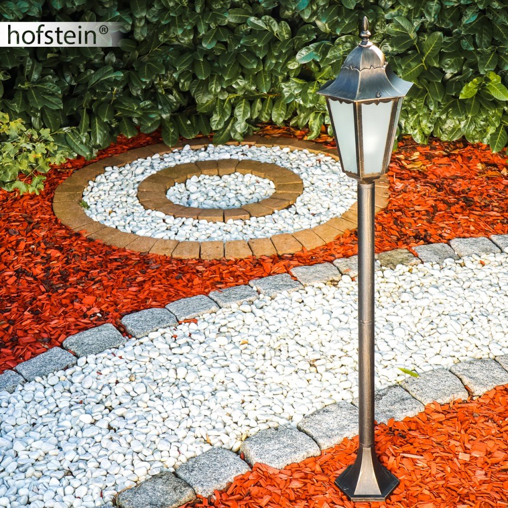 Lampioncino da Esterno in alluminio Pressofuso Effetto Anticato- Lampione Design Classico con Paralumi in Vetro Satinato- Illuminazione per Giardino e Vialetto