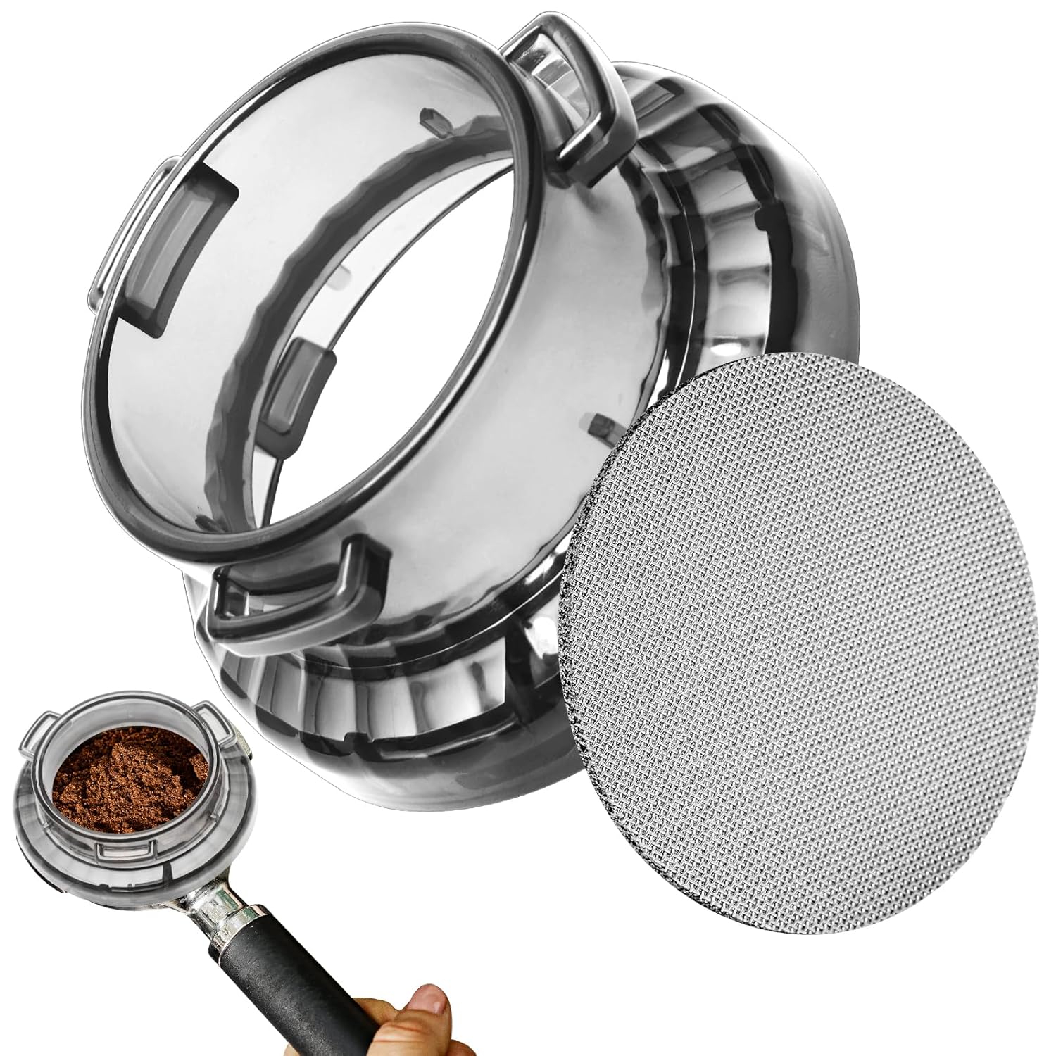 1 Pack 54 mm Dosing Funnel for Breville Barista Portafilters,COITEK Hands-Free Dosing Funnel with 53.5mm Puck Screen Kit for Bambino Espresso Machines(1P)