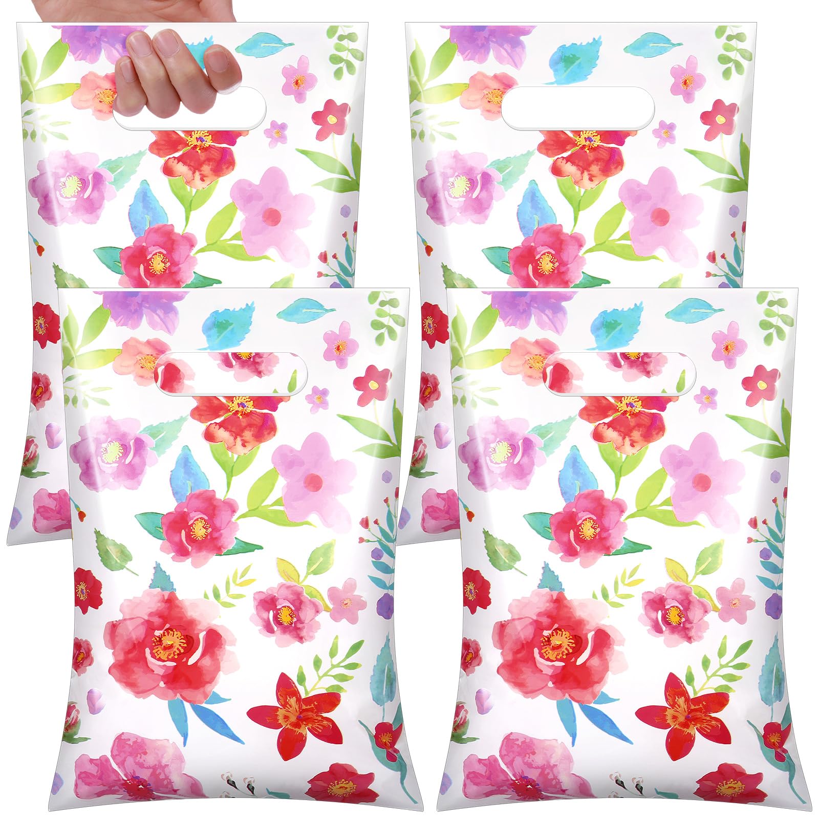 Bulyoou Lot De 100 Sacs Cadeaux à Motif De Fleurs Sauvages Avec Poignées Pour Bonbons, Friandises, Collation - Pour Printemps, Mère, Mariage, Fête