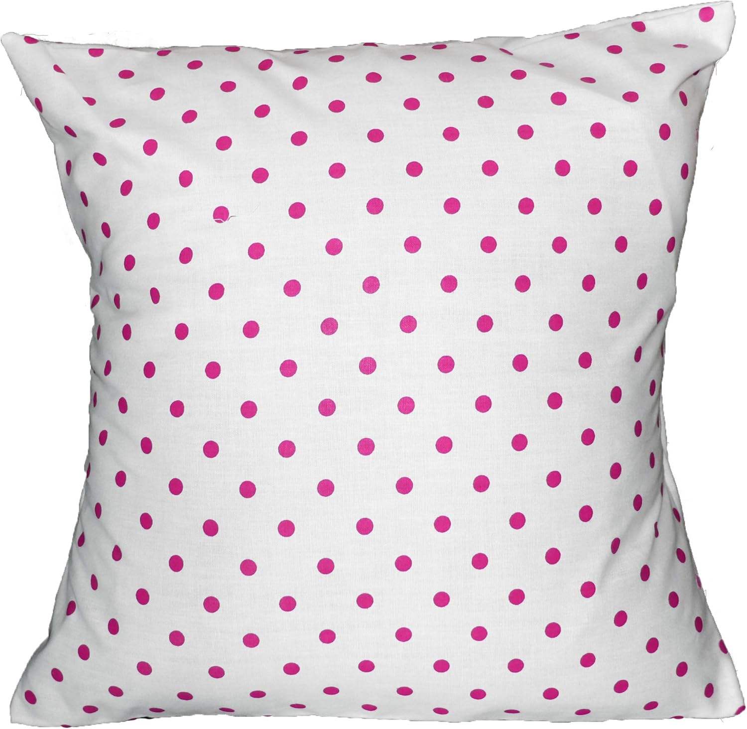 lovemyfabric Poly Cotton Small Dots Print Decorative Throw/Sham Pillow Cushion Cover for Holiday Decor, Bedroom, Sofa, Classroom, Living Room, Interior Design (24" x 24", Fuchsia on White)